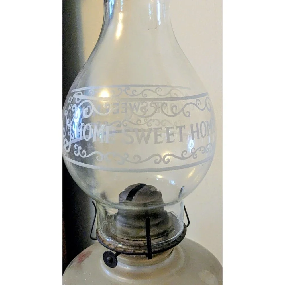 Vintage Red Frosted Glass Kerosene Oil Lamp Cold Painted Floral with Chimney 18